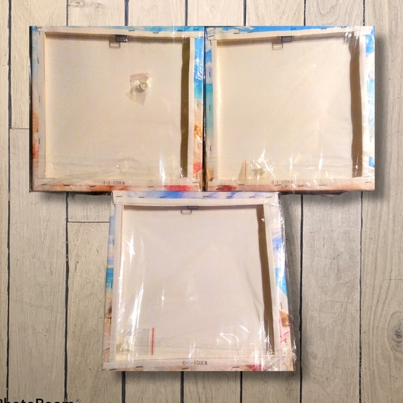 Set of 3 Canvas Beach Scene Wall Art New in Box - Picture 5 of 6